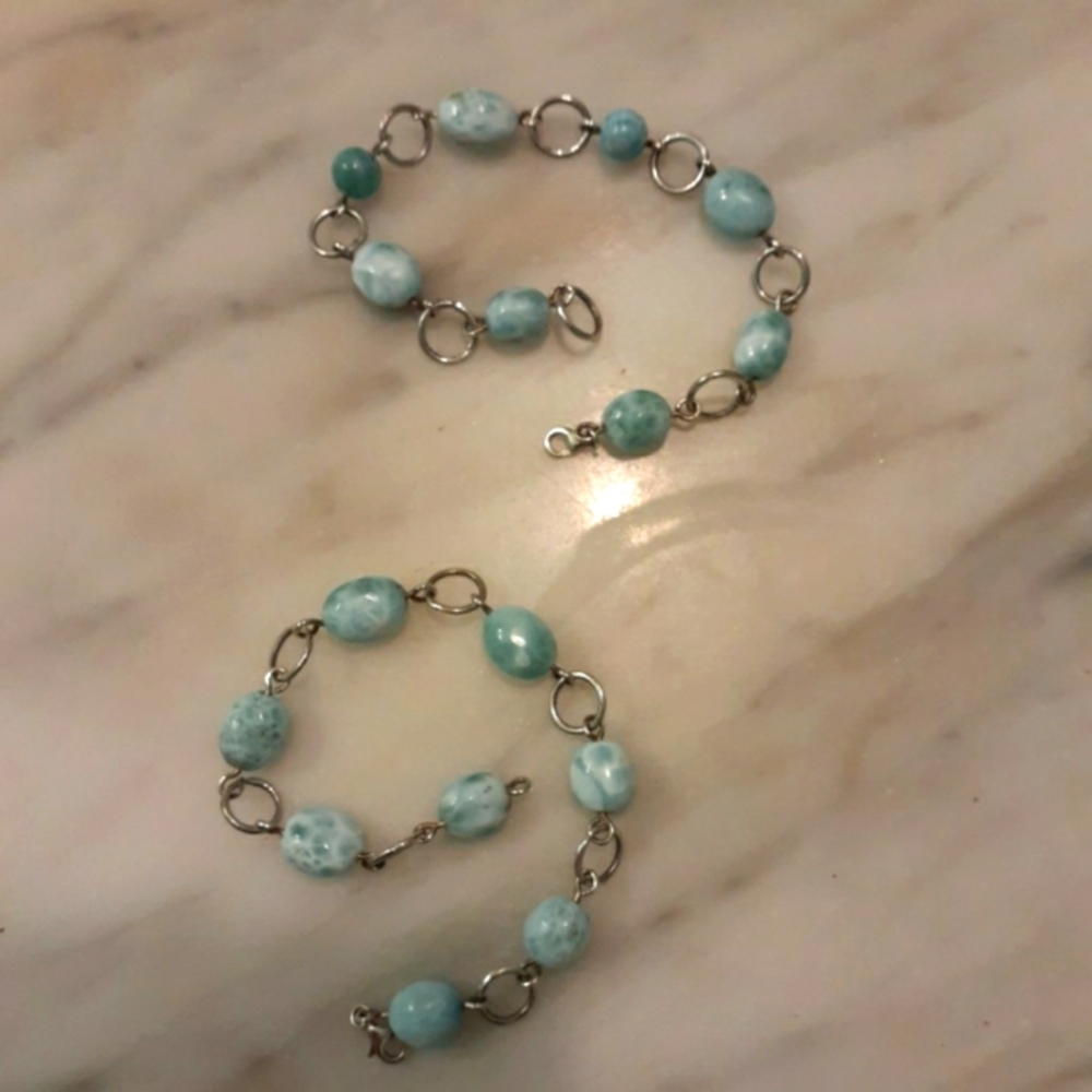 Larimar Bracelets both